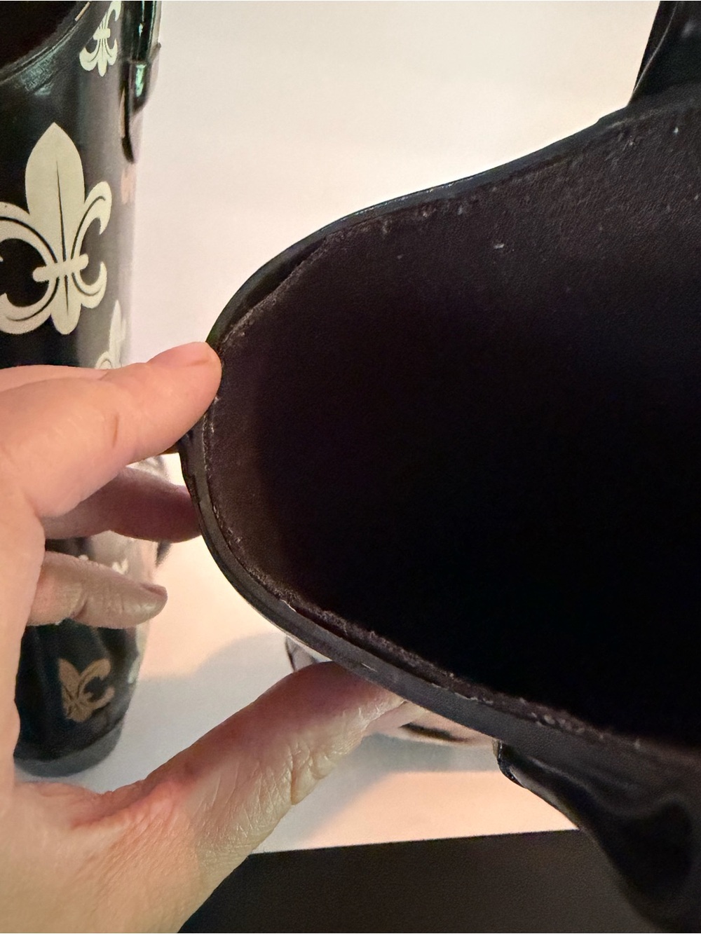 Corkys black Fleur De Lis cowboy style rubber rainbow boots women’s size 9 - Picture 10 of 11